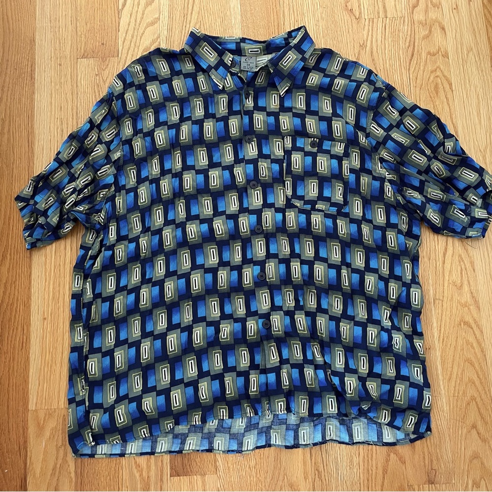3X Claudio Nucci Blue Patterned Button Up Shirt